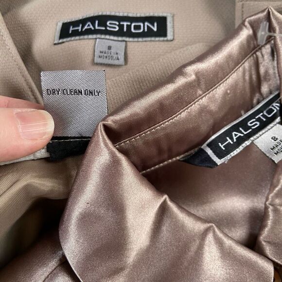 Halston 3 Piece Beige Taupe Skirt Suit 8 - Picture 13 of 13